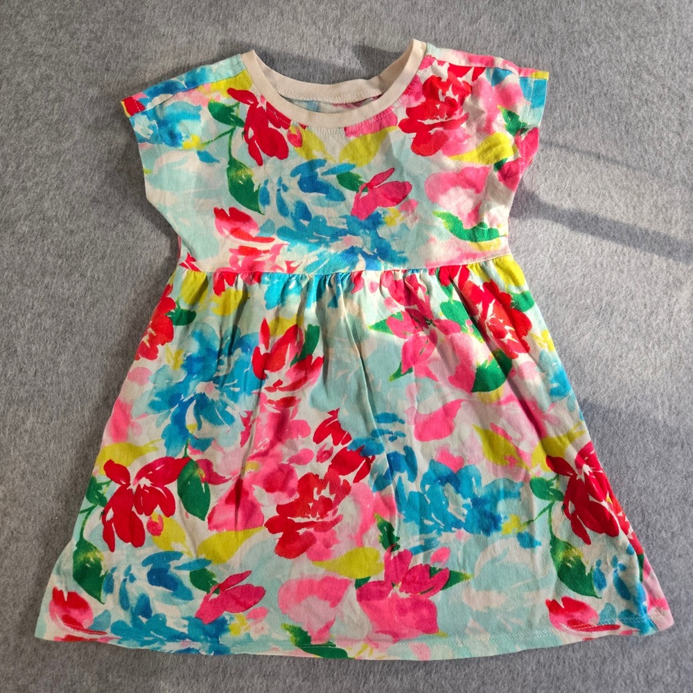 Old Navy Toddler Girls Floral Cotton Jersey Dress Multi-Color 18-24 Months